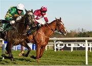 28 December 2016; Eventual winner Bleu Et Rouge, left, with Barry Geraghty up, races ahead of Gangster, with Bryan Cooper up, on their way to winning The Ballymaloe Foods Beginners Steeplechase during day three of the Leopardstown Christmas Festival in Leopardstown, Dublin. Photo by Cody Glenn/Sportsfile