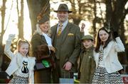 28 December 2016; Winner of the Best Dressed Lady Gillian Gilbourne, from Millstreet, Co Cork, pictured with her husband Raymond and children, from left, Margo, age 7, Patrick, age 9, and Shelagh Jessica, age 11, during day three of the Leopardstown Christmas Festival in Leopardstown, Dublin. Photo by Cody Glenn/Sportsfile