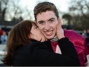 28 December 2016; Jack Kennedy is congratulated by his mother Liz Kennedy after winning The Lexus Steeplechase on Outlander during day three of the Leopardstown Christmas Festival in Leopardstown, Dublin. Photo by Cody Glenn/Sportsfile