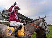 29 December 2016; Jockey Bryan Cooper celebrates after winning the Ryanair Hurdle on Petit Mouchoir during day four of the Leopardstown Christmas Festival in Leopardstown, Dublin. Photo by Eóin Noonan/Sportsfile