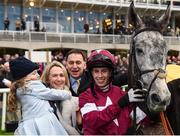 29 December 2016; Jockey Bryan Cooper with winning connections including, from left, Anita O'Leary, holding daughter Tiana, age 8, and trainer Henry de Bromhead after winning The Ryanair Hurdle on Petit Mouchoir during day four of the Leopardstown Christmas Festival in Leopardstown, Dublin. Photo by Cody Glenn/Sportsfile