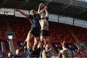 29 December 2016; Oisin Dowling of Ireland U20 XV wins possession in a lineout ahead of Fineen Wycherley of Munster Development XV during Munster Development XV v Ireland U20 XV match at Thomond Park in Limerick. Photo by Diarmuid Greene/Sportsfile
