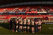 29 December 2016; The Ireland U20 squad gather together in a huddle after the Munster Development XV v Ireland U20 XV match at Thomond Park in Limerick. Photo by Diarmuid Greene/Sportsfile