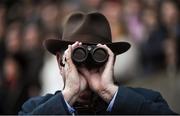 29 December 2016; A punter follows the action during day four of the Leopardstown Christmas Festival in Leopardstown, Dublin. Photo by Cody Glenn/Sportsfile