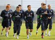 23 May 2011; Northern Ireland's, from left, Robert Garrett, Lee Hodson, Josh McQuoid and Oliver Norwood during squad training ahead of their side's upcoming Carling Four Nations Tournament game against Republic of Ireland on Tuesday. Northern Ireland Squad Training, Wayside Celtic FC, Jackson Park, Kilternan, Co. Dublin. Picture credit: Oliver McVeigh / SPORTSFILE