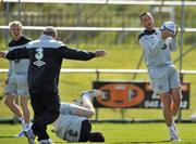 23 May 2011; Republic of Ireland's Damien Delaney in action during squad training ahead of their side's upcoming Carling Four Nations Tournament game against Northern Ireland on Tuesday. Republic of Ireland Regional squad training, Gannon Park, Malahide, Dublin. Picture credit: David Maher / SPORTSFILE