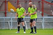 24 May 2011; Munster's John Hayes and Denis Leamy, left, in action during squad training ahead of their Celtic League Grand Final against Leinster on Saturday. Munster Rugby Squad Training, Thomond Park, Limerick. Picture credit: Diarmuid Greene / SPORTSFILE