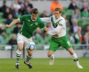 24 May 2011; Seamus Coleman, Republic of Ireland, in action against Steven Davis, Northern Ireland. Carling Four Nations Tournament, Republic of Ireland v Northern Ireland, Aviva Stadium, Lansdowne Road, Dublin. Picture credit: Brian Lawless / SPORTSFILE