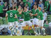 24 May 2011; Stephen Ward, 3, Republic of Ireland, celebrates with his team-mates after scoring his side's first goal. Carling Four Nations Tournament, Republic of Ireland v Northern Ireland, Aviva Stadium, Lansdowne Road, Dublin. Picture credit: Brian Lawless / SPORTSFILE