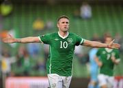 24 May 2011; Robbie Keane, Republic of Ireland, celebrates after scoring his side's second goal. Carling Four Nations Tournament, Republic of Ireland v Northern Ireland, Aviva Stadium, Lansdowne Road, Dublin. Picture credit: David Maher / SPORTSFILE