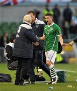 24 May 2011; Republic of Ireland's Robbie Keane speaks to manager Giovanni Trapattoni as he is substituted in the second half. Carling Four Nations Tournament, Republic of Ireland v Northern Ireland, Aviva Stadium, Lansdowne Road, Dublin. Picture credit: David Maher / SPORTSFILE