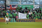 24 May 2011; Northern Ireland supporters display a banner during the game. Carling Four Nations Tournament, Republic of Ireland v Northern Ireland, Aviva Stadium, Lansdowne Road, Dublin. Picture credit: David Maher / SPORTSFILE