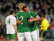 24 May 2011; Simon Cox, Republic of Ireland, celebrates with team-mate Andy Keogh after scoring his side's fifth goal. Carling Four Nations Tournament, Republic of Ireland v Northern Ireland, Aviva Stadium, Lansdowne Road, Dublin. Picture credit: Brian Lawless / SPORTSFILE