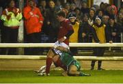 31 December 2016; Kieran Marmion of Connacht is prevented from scoring a try by Ian Keatley of Munster during the Guinness PRO12 Round 12 match between Connacht and Munster at Sportsground in Galway. Photo by Brendan Moran/Sportsfile