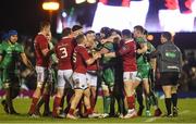 31 December 2016; Players from both teams tussle off the ball during the Guinness PRO12 Round 12 match between Connacht and Munster at Sportsground in Galway. Photo by Brendan Moran/Sportsfile