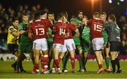 31 December 2016; Players from both teams tussle off the ball during the Guinness PRO12 Round 12 match between Connacht and Munster at Sportsground in Galway. Photo by Brendan Moran/Sportsfile