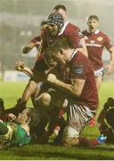 31 December 2016; Tommy O’Donnell of Munster celebrates with teammates after Rhys Marshall scored their side's opening try of the Guinness PRO12 Round 12 match between Connacht and Munster at Sportsground in Galway. Photo by Diarmuid Greene/Sportsfile