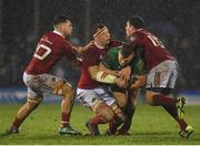 31 December 2016; Peter Robb of Connacht is tackled by Conor Oliver, Robin Copeland and Ian Keatley of Munster during the Guinness PRO12 Round 12 match between Connacht and Munster at Sportsground in Galway. Photo by Brendan Moran/Sportsfile