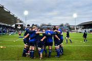 31 December 2016; The Leinster forwards huddle ahead of the Guinness PRO12 Round 12 match between Leinster and Ulster at the RDS Arena in Dublin. Photo by Ramsey Cardy/Sportsfile