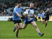 1 January 2017; Paul Hudson of Dublin in action against Tom Shields of Dubs Stars during the Football Challenge game between Dublin and Dubs Stars at Parnell Park in Dublin. Photo by David Maher/Sportsfile