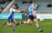 1 January 2017; Ciaran Reddin of Dublin in action against Tom Shields of Dubs Stars during the Football Challenge game between Dublin and Dubs Stars at Parnell Park in Dublin. Photo by David Maher/Sportsfile