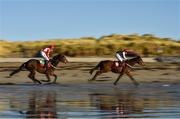 1 January 2017; Horses and jockeys in action during the Ballyheigue Races on Ballyheigue beach on the edge of the North Atlantic ocean in Co. Kerry. Photo by Brendan Moran/Sportsfile