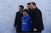 31 December 2016; Joey Carbery, Dominic Ryan and Rhys Ruddock of Leinster pose for a photograph with a fan at Autograph Alley at the Guinness PRO12 Round 12 match between Leinster and Ulster at the RDS Arena in Dublin. Photo by David Fitzgerald/Sportsfile