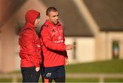 2 January 2017; Keith Earls and Simon Zebo of Munster in conversation during squad training at University of Limerick in Limerick. Photo by Diarmuid Greene/Sportsfile