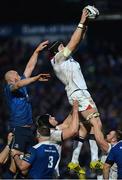 31 December 2016; Kieran Treadwell of Ulster wins possession in the line-out ahead of Hayden Triggs of Leinster during the Guinness PRO12 Round 12 match between Leinster and Ulster at the RDS Arena in Dublin. Photo by Piaras Ó Mídheach/Sportsfile