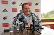 25 May 2011; Munster head coach Tony McGahan speaking to the media ahead of his side's Celtic League Grand Final match against Leinster on Saturday. Munster Rugby Press Conference, University of Limerick, Limerick. Picture credit: Diarmuid Greene / SPORTSFILE