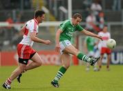 22 May 2011; Daniel Killie, Fermanagh, in action against Mark Lynch, Derry. Ulster GAA Football Senior Championship Quarter-Final, Derry v Fermanagh, Celtic Park, Derry. Picture credit: Oliver McVeigh / SPORTSFILE