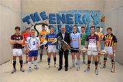 25 May 2011; At the launch of the 2011 Bord Gáis Energy GAA Hurling Under 21 All-Ireland Championship was, from left, David Burke, Bord Gáis Energy Ambassador, Galway, William Egan, Bord Gáis Energy Ambassador, Cork, Noel Connors, Bord Gáis Energy Ambassador, Waterford, Darach Honan, Bord Gáis Energy Ambassador, Clare, Noel McGrath, Bord Gáis Energy Ambassador, Tipperary, Ger Cunningham, Sports Sponsorship Manager, Bord Gáis Energy, Liam Rushe, Bord Gáis Energy Ambassador, Dublin, Kevin Downes, Limerick, Mark Fanning, Wexford, Matthew Donnelly, Antrim, and Conor Fogarty, Bord Gáis Energy Ambassador, Kilkenny. The Championship kicks off with a thriller between Waterford and Tipperary in the Munster Championship on Wednesday, 1st June and this year’s campaign will bring fans a range of new and exclusive features online and on match days. See breakingthrough.ie for more details. C.L.G. Na Fianna, Mobhi Road, Glasnevin, Dublin 9. Picture credit: Stephen McCarthy / SPORTSFILE