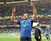 21 May 2011; Leinster's Kevin McLaughlin celebrates after the game. Heineken Cup Final, Leinster v Northampton Saints, Millennium Stadium, Cardiff, Wales. Picture credit: Matt Browne / SPORTSFILE
