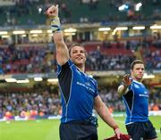 21 May 2011; Leinster's Sean O'Brien celebrates after the game. Heineken Cup Final, Leinster v Northampton Saints, Millennium Stadium, Cardiff, Wales. Picture credit: Matt Browne / SPORTSFILE