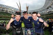 25 May 2011; Scotland supporters, from left to right, Craig Phee, Ronnie Coull and Dean Reynolds, all from Glasgow, at the game. Carling Four Nations Tournament, Wales v Scotland, Aviva Stadium, Lansdowne Road, Dublin. Picture credit: Matt Browne / SPORTSFILE