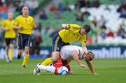 25 May 2011; Sam Vokes, Wales, in action against Craig Morgan, Scotland. Carling Four Nations Tournament, Wales v Scotland, Aviva Stadium, Lansdowne Road, Dublin. Picture credit: Matt Browne / SPORTSFILE