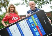 27 May 2011; Republic of Ireland manager, Giovanni Trapattoni, and model Niamh Cullen were on hand to help launch the Boylesports.com mobile web application. Customers can access the new mobile web app by visiting Boylesports.com from their iPhone or Android mobile device providing instant access to live betting markets and live scores, best price guaranteed on all UK and Irish horseracing and forecast and tricast betting on selected horse racing and greyhound racing markets. Portmarnock Hotel and Golf Links, Portmarnock, Co. Dublin. Picture credit: Brian Lawless / SPORTSFILE