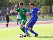 26 May 2011; John Egan, Republic of Ireland, in action against Oleksandr Chomorets, Ukraine. UEFA Under 19 Championship  Elite Round, Ukraine v Republic of Ireland, Baltyk Koszalin, Koszalin, Poland. Picture credit: Lukasz Grochala / SPORTSFILE