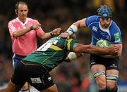 21 May 2011; Sean O'Brien, Leinster, is tackled by Soane Tonga'uiha, Northampton Saints. Heineken Cup Final, Leinster v Northampton Saints, Millennium Stadium, Cardiff, Wales. Picture credit: Ray McManus / SPORTSFILE