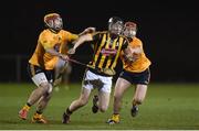 5 January 2017; Pat Lyng of Kilkenny in action against AJ Murphy and Gavin Bailey of DCU Dochas Eireann during the Bord na Mona Walsh Cup Group 2 Round 1 match between Kilkenny and DCU Dochas Eireann at MW Hire Park, Dunmore, Co. Kilkenny. Photo by Matt Browne/Sportsfile