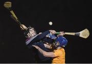 5 January 2017; Robbie Gillen, goalkeeper, and Paul O'De of DCU Dochas Eireann in action against John Donnelly of Kilkenny during the Bord na Mona Walsh Cup Group 2 Round 1 match between Kilkenny and DCU Dochas Eireann at MW Hire Park, Dunmore, Co. Kilkenny. Photo by Matt Browne/Sportsfile