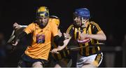 5 January 2017; Paul O'De of DCU Dochas Eireann in action against Sean Buggy and John Donnelly of Kilkenny during the Bord na Mona Walsh Cup Group 2 Round 1 match between Kilkenny and DCU Dochas Eireann at MW Hire Park, Dunmore, Co. Kilkenny. Photo by Matt Browne/Sportsfile
