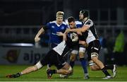 6 January 2017; Zane Kirchner of Leinster is tackled by George Biagi, left, and Federico Ruzza of Zebre during the Guinness PRO12 Round 13 match between Leinster and Zebre at the RDS Arena in Ballsbridge, Dublin. Photo by Ramsey Cardy/Sportsfile