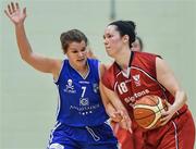6 January 2017; Kaylee Kilpatrick of Brunell in action against Claire Rockall of  UCC Glanmire during the Hula Hoops Women's National Cup Semi-Final between Team Ambassador UCC Glanmire and Singleton SuperValu Brunell at Neptune Stadium in Cork. Photo by Brendan Moran/Sportsfile