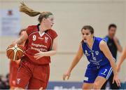 6 January 2017; Danielle O'Leary of Brunell in action against Claire Rockall of UCC Glanmire during the Hula Hoops Women's National Cup Semi-Final between Team Ambassador UCC Glanmire and Singleton SuperValu Brunell at Neptune Stadium in Cork. Photo by Brendan Moran/Sportsfile