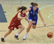 6 January 2017; Claire Rockall of UCC Glanmire in action against Aoife Dineen of Brunell during the Hula Hoops Women's National Cup Semi-Final between Team Ambassador UCC Glanmire and Singleton SuperValu Brunell at Neptune Stadium in Cork. Photo by Brendan Moran/Sportsfile