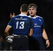 6 January 2017; Jamie Heaslip, right, congratulates team-mate Garry Ringrose after scoring his side's ninth try during the Guinness PRO12 Round 13 match between Leinster and Zebre at the RDS Arena in Ballsbridge, Dublin. Photo by Stephen McCarthy/Sportsfile