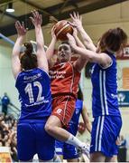 6 January 2017; Amy Waters of Brunell in action against Hannah McCarthy, left, and Grainne Dwyer of UCC Glanmire during the Hula Hoops Women's National Cup Semi-Final between Team Ambassador UCC Glanmire and Singleton SuperValu Brunell at Neptune Stadium in Cork. Photo by Brendan Moran/Sportsfile