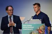 7 January 2017; Pat Daly, left, Director of Games Development and Research, and Greater Western Sydney Giants Australian Rules Football team coach Nicholas Walsh speaking at the GAA Annual Games Development Conference in Croke Park, Dublin. Photo by Seb Daly/Sportsfile