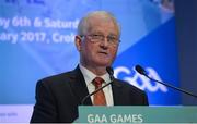 6 January 2017; Chairman of the National Games Development Committee Frank Burke speaking at the GAA Annual Games Development Conference in Croke Park, Dublin. Photo by Piaras Ó Mídheach/Sportsfile